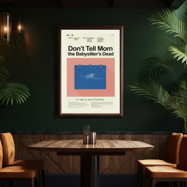 Mid-century modern poster of Don't Tell Mom the Babysitter's Dead movie art