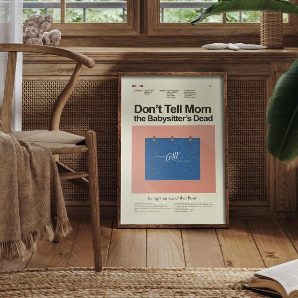 Mid-century modern poster of Don't Tell Mom the Babysitter's Dead movie art