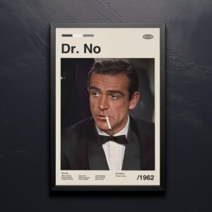 Dr. No mid-century modern movie poster print with minimalist design