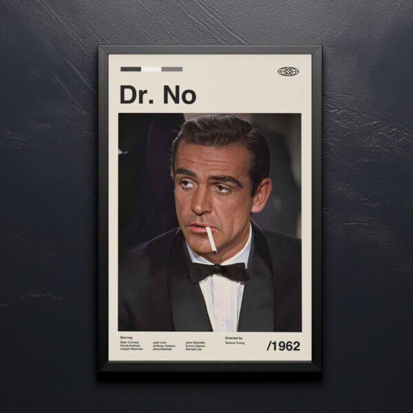 Dr. No mid-century modern movie poster print with minimalist design