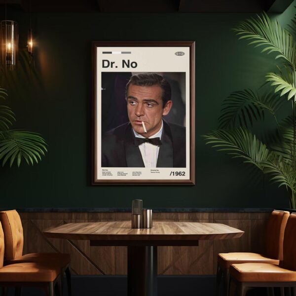 Dr. No mid-century modern movie poster print with minimalist design