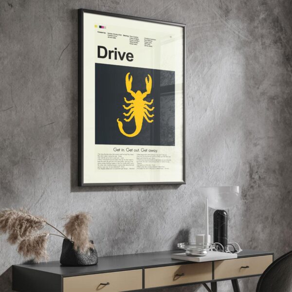 Mid-century modern Drive movie poster with vintage design and typography