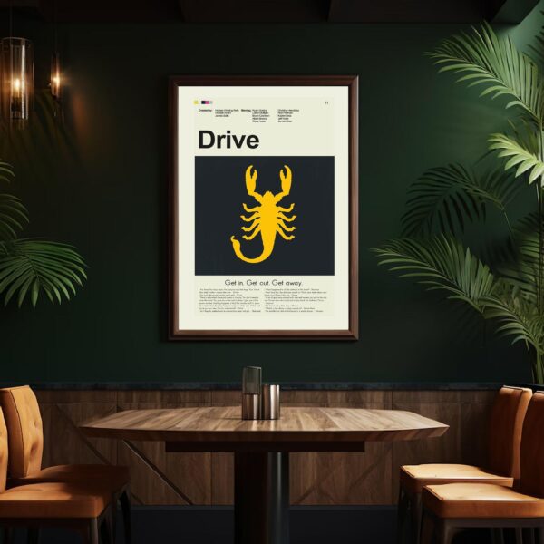 Mid-century modern Drive movie poster with vintage design and typography