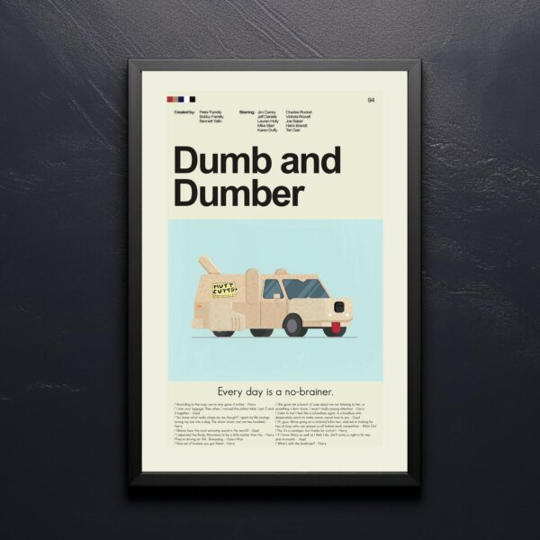 Mid-century modern style poster of Dumb and Dumber movie