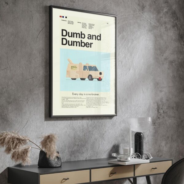 Mid-century modern style poster of Dumb and Dumber movie