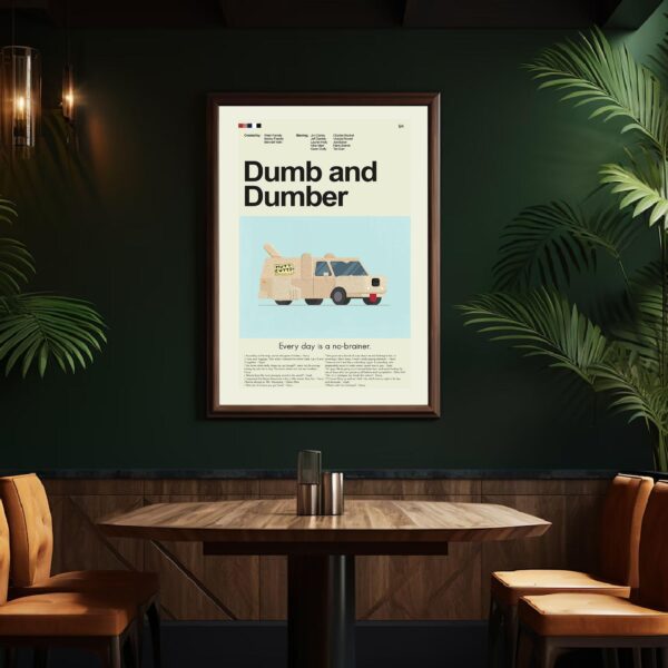 Mid-century modern style poster of Dumb and Dumber movie