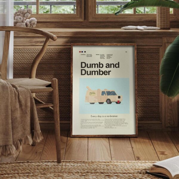Mid-century modern style poster of Dumb and Dumber movie