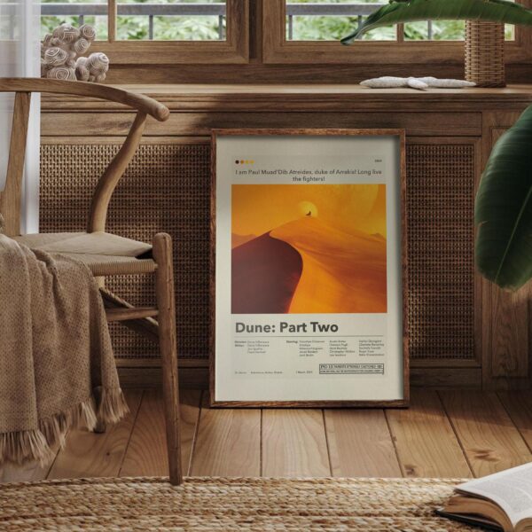 Dune: Part Two movie poster in 20th century mid-century modern style