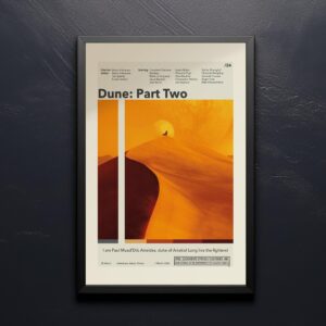 Mid-century modern style Dune: Part Two movie poster with retro design elements