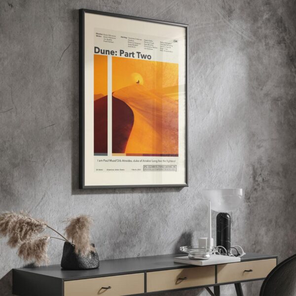 Mid-century modern style Dune: Part Two movie poster with retro design elements