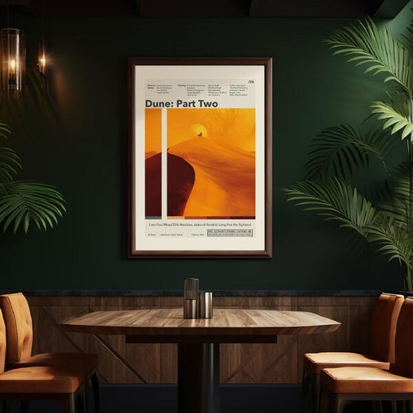 Mid-century modern style Dune: Part Two movie poster with retro design elements