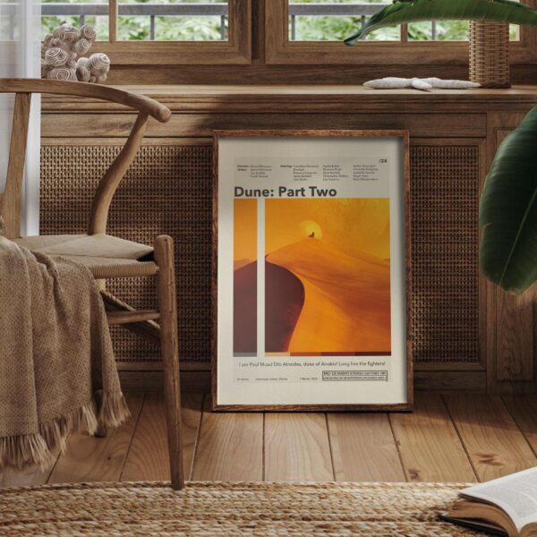 Mid-century modern style Dune: Part Two movie poster with retro design elements