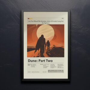 Mid-century modern style poster of Dune: Part Two movie artwork