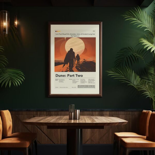 Mid-century modern style poster of Dune: Part Two movie artwork