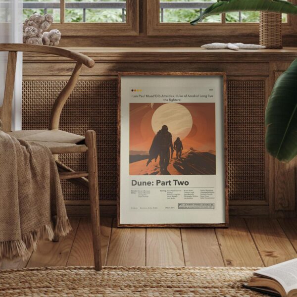 Mid-century modern style poster of Dune: Part Two movie artwork
