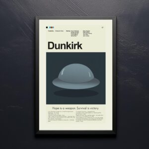 Mid-century modern Dunkirk movie poster art with vintage style graphics