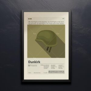 Mid-century modern style Dunkirk movie poster with retro design elements