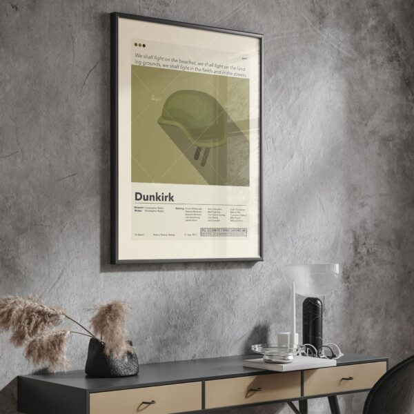 Mid-century modern style Dunkirk movie poster with retro design elements