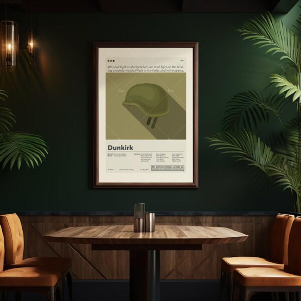 Mid-century modern style Dunkirk movie poster with retro design elements