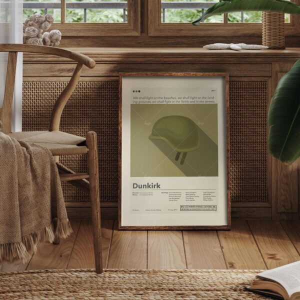 Mid-century modern style Dunkirk movie poster with retro design elements