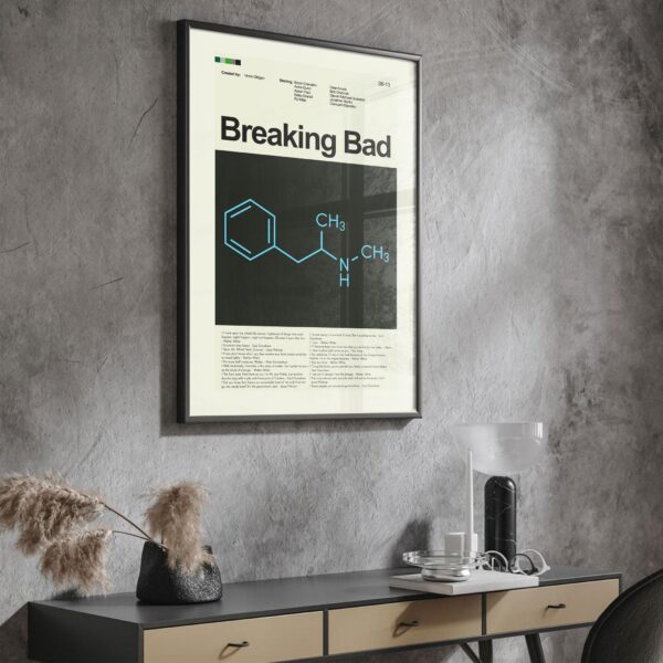 El Camino Breaking Bad movie poster with mid-century modern 20th century art style