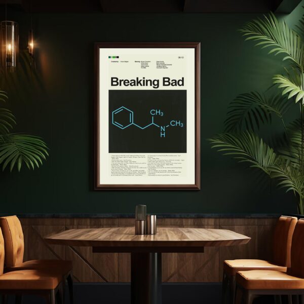 El Camino Breaking Bad movie poster with mid-century modern 20th century art style