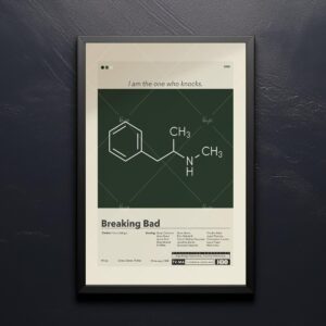 Mid-century modern style poster of El Camino Breaking Bad movie with house art