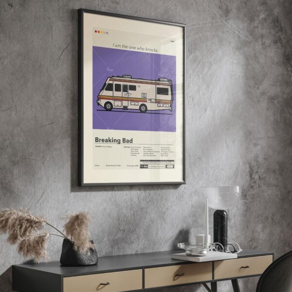 Vintage mid-century modern poster of El Camino Breaking Bad movie