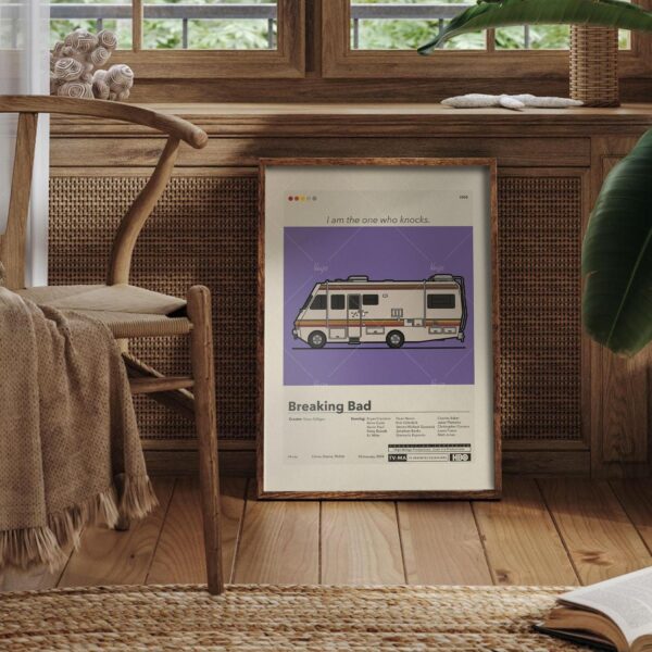 Vintage mid-century modern poster of El Camino Breaking Bad movie