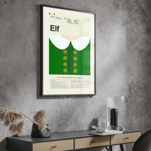 Mid-century modern style Elf Movie poster by 20th Century Studios