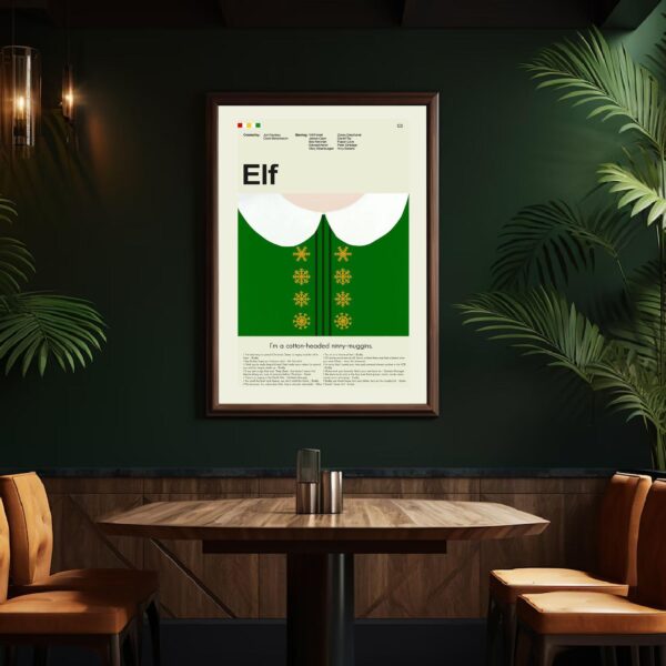 Mid-century modern style Elf Movie poster by 20th Century Studios