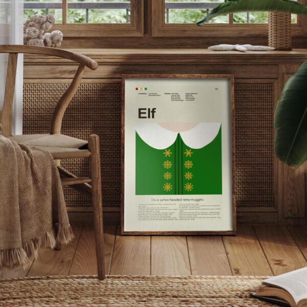 Mid-century modern style Elf Movie poster by 20th Century Studios