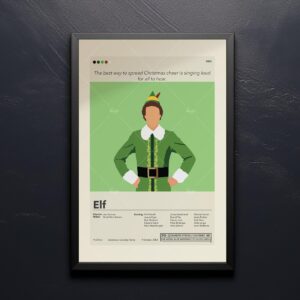 Mid-century modern styled Elf movie poster with graphic design elements