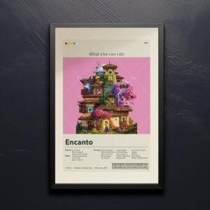 Encanto movie poster in mid-century modern 20th century style
