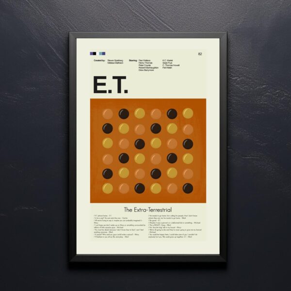 Mid-century modern E.T. the Extra-Terrestrial movie poster by 20th Century Studios