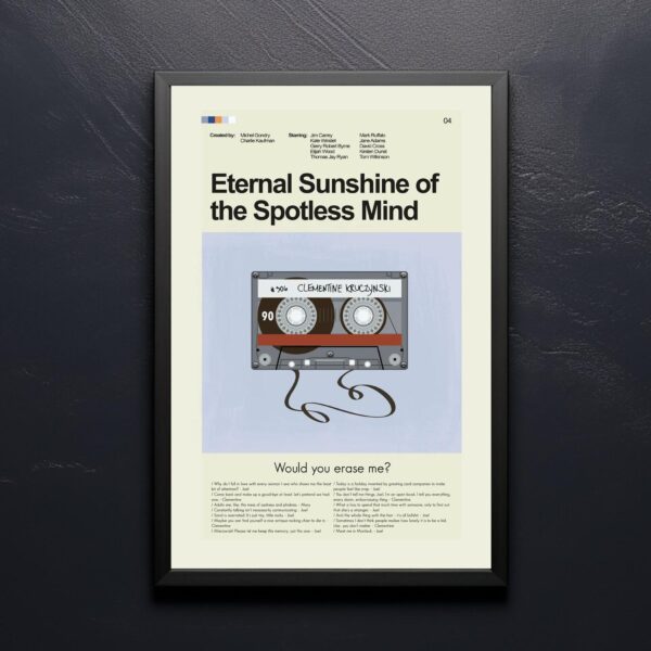 Eternal Sunshine of the Spotless Mind mid-century modern movie poster with furniture