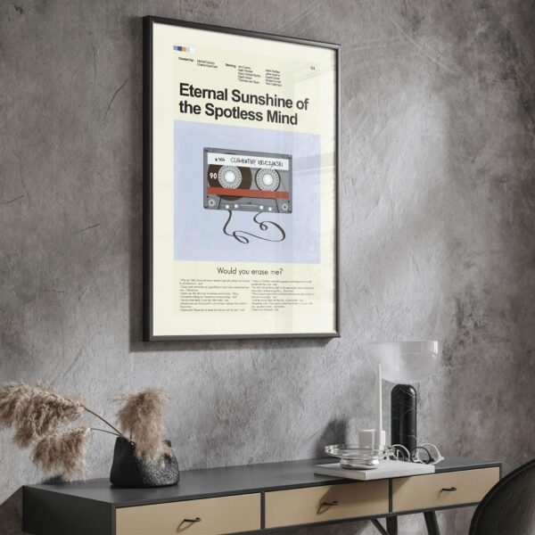 Eternal Sunshine of the Spotless Mind mid-century modern movie poster with furniture