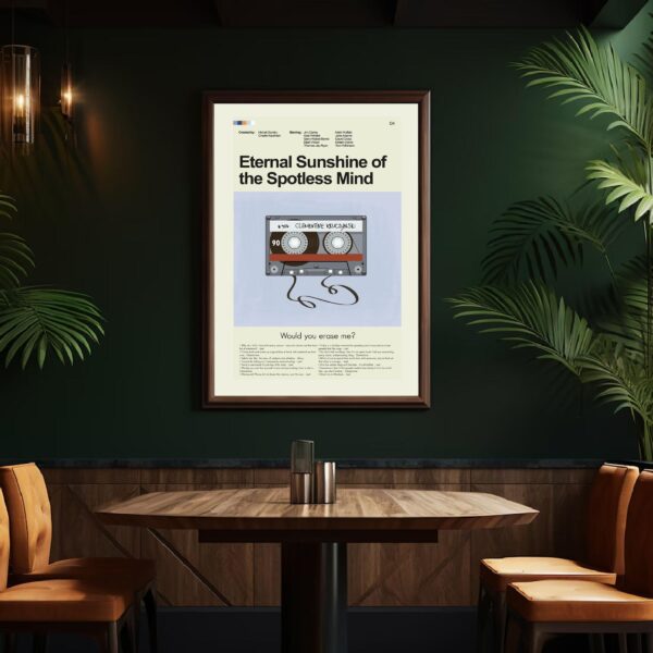 Eternal Sunshine of the Spotless Mind mid-century modern movie poster with furniture