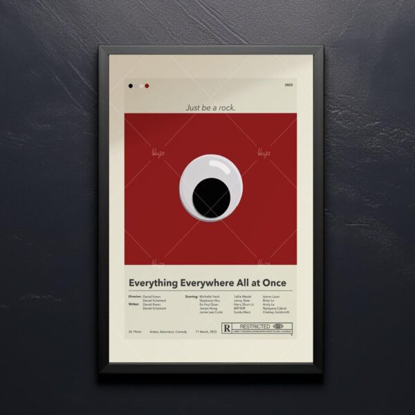 Mid-century modern movie poster for Everything Everywhere All at Once film