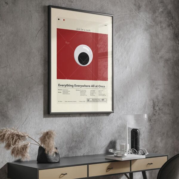 Mid-century modern movie poster for Everything Everywhere All at Once film