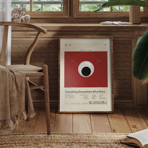 Mid-century modern movie poster for Everything Everywhere All at Once film
