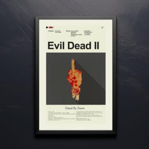 Mid-century modern Evil Dead II vintage movie poster with retro design