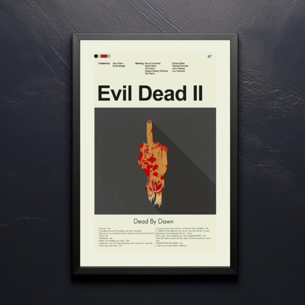 Mid-century modern Evil Dead II vintage movie poster with retro design