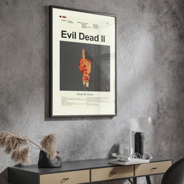 Mid-century modern Evil Dead II vintage movie poster with retro design