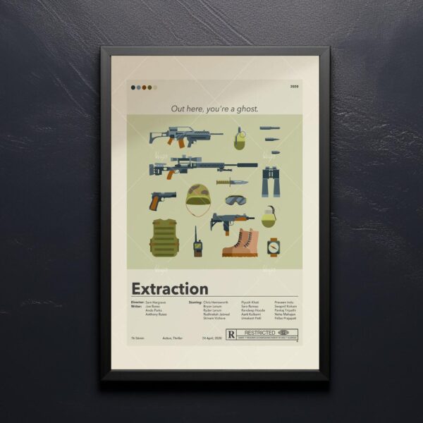 Mid-century modern style Extraction movie poster with abstract design