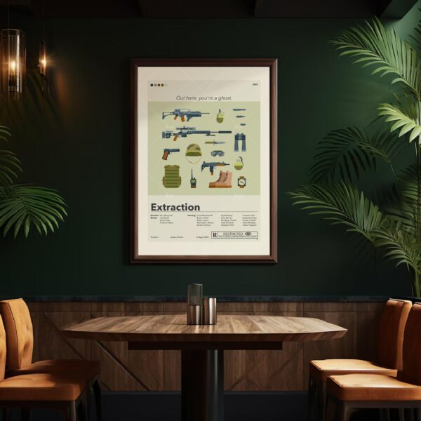 Mid-century modern style Extraction movie poster with abstract design