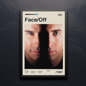 Face/Off movie poster - mid-century style retro artwork