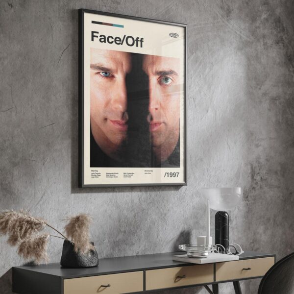 Face/Off movie poster - mid-century style retro artwork
