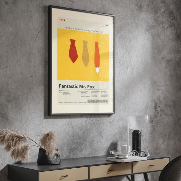 Mid-century modern Fantastic Mr. Fox movie poster with retro style artwork