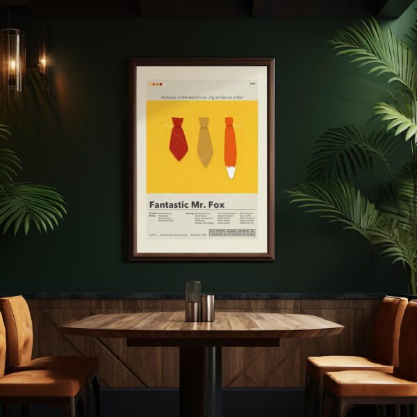 Mid-century modern Fantastic Mr. Fox movie poster with retro style artwork